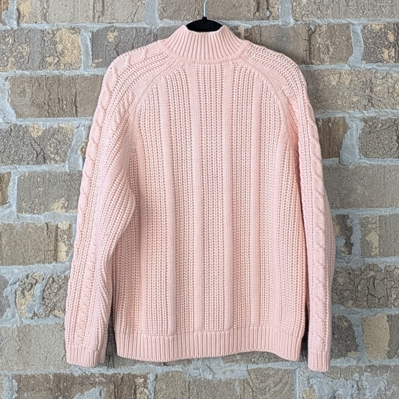 VTG 80s Pastel Creamsicle Cable Knit Mock Neck Sweater Large - Picture 3 of 8